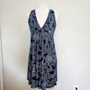 Splendid Blue Paisley Surplice Halter Dress Size Small